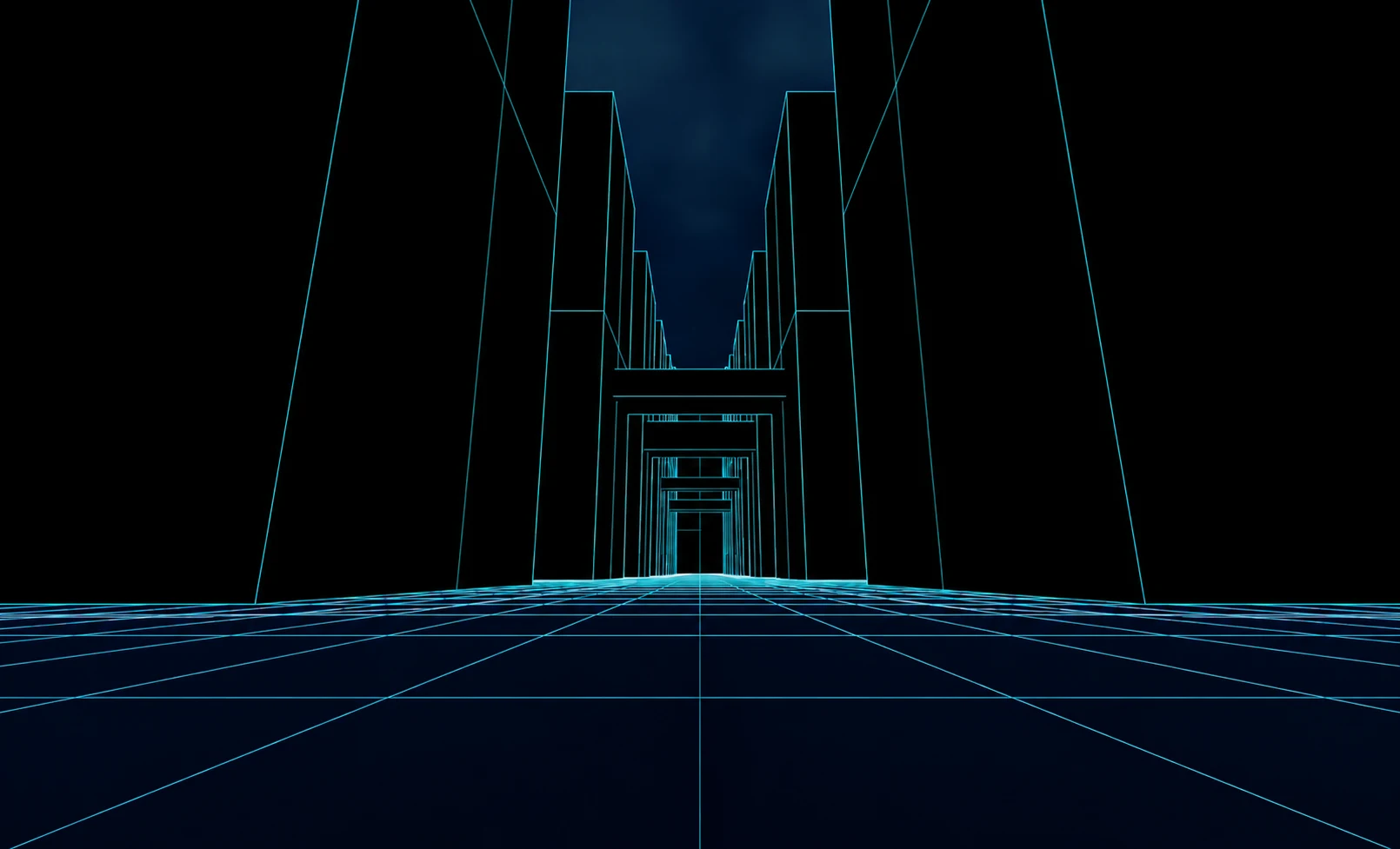 Wireframe preview of the interactive Retro Future demo